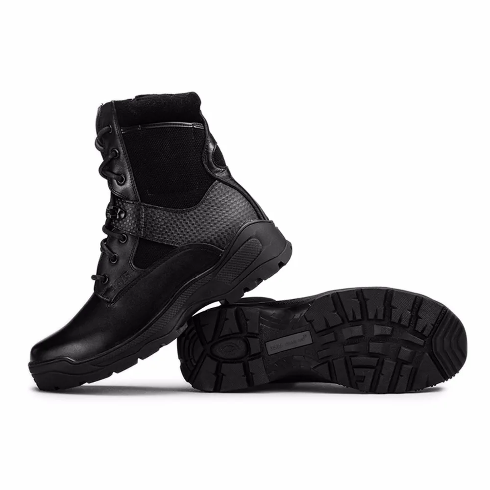Borracha Ao Ar Exército Qiangren Da Masculino Do Golpe Couro Botas Táticas Marca Preto Dos Segurança De Homens Outono Primavera Vaca Sapatos Livre Militares 116fxEO