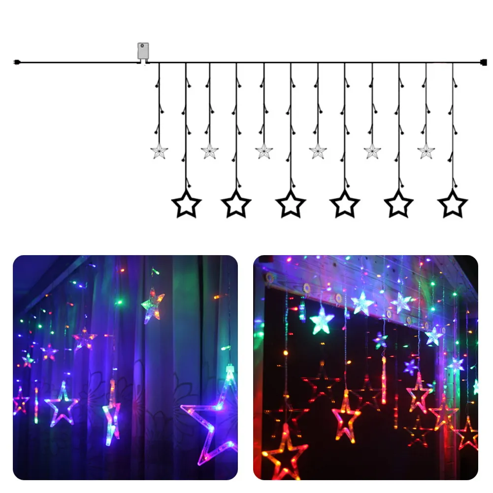 

Christmas Lights Fairy RGB Star Curtain Fairy Light Fancy LED String Light Home Garden Room Hotel Decor Wedding Xmas Party Light