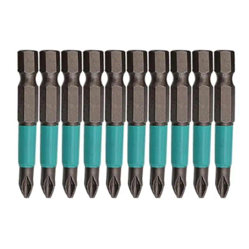 

10pcs 50mm Anti Slip Hex Shank PH2 Cross Head Screwdriver Bits Tools (Blue)