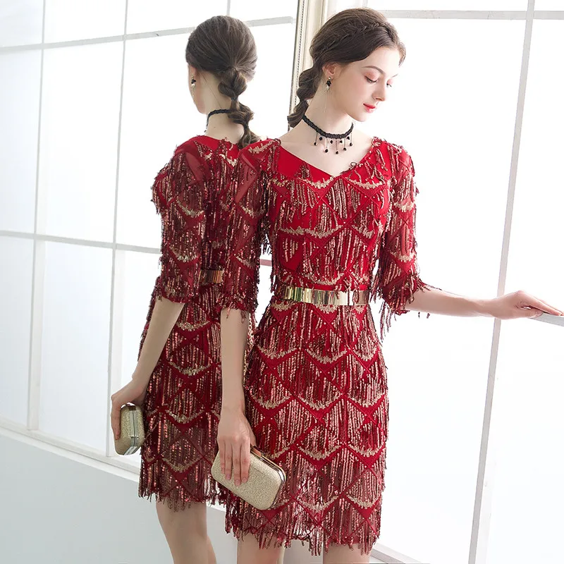 Vestidos Coctel Mujer Короткие коктейльные платья 2020 на выпускной бал с пайетками вечерние