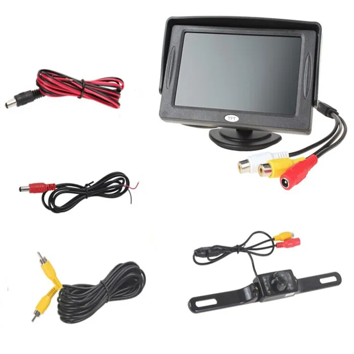 

4.3 inch TFT LCD 480 x 272 2-Channel Input Car Rear View Monitor +7 IR LEDs CMOS Reverse Camera