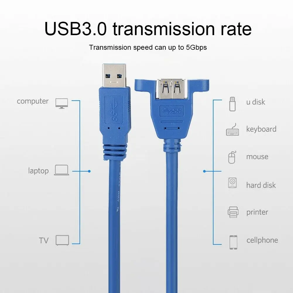 10 Pcs/pack 30cm 50cm 60cm Usb 3.0 A Male To A Female Am To Af With Screw Hole Panel Mount Extension Cable Male To Female 10 Pcs/pack 30cm 50cm 60cm Usb 3.0 A Male To A Female Am To Af With Screw Hole Panel Mount Extension Cable Male To Female