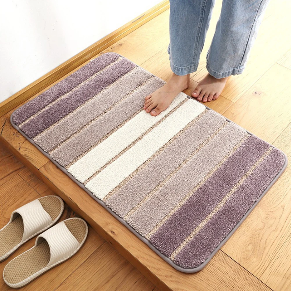 

5 Colors Strip Non-Slip Bath Mat Bathroom Carpet, Comfortable and Absorbent Rugs Bathtub Floor Mat Doormat For Toilet