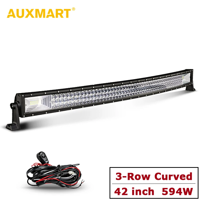 

AUXMART 594W Auto 42" LED Light Bar 12v 24v Triple Row Combo Beam Curved Offroad Driving Led Bar Light for SUV Truck Pickup 4x4