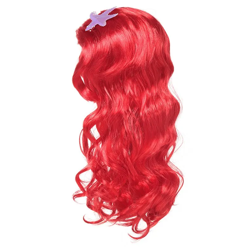 Kids Girl Little Mermaid Princess Ariel Dress Cosplay Costume Children Halloween Clothes Green Fancy Dress for Girls Party Prom - Цвет: Ariel Wig