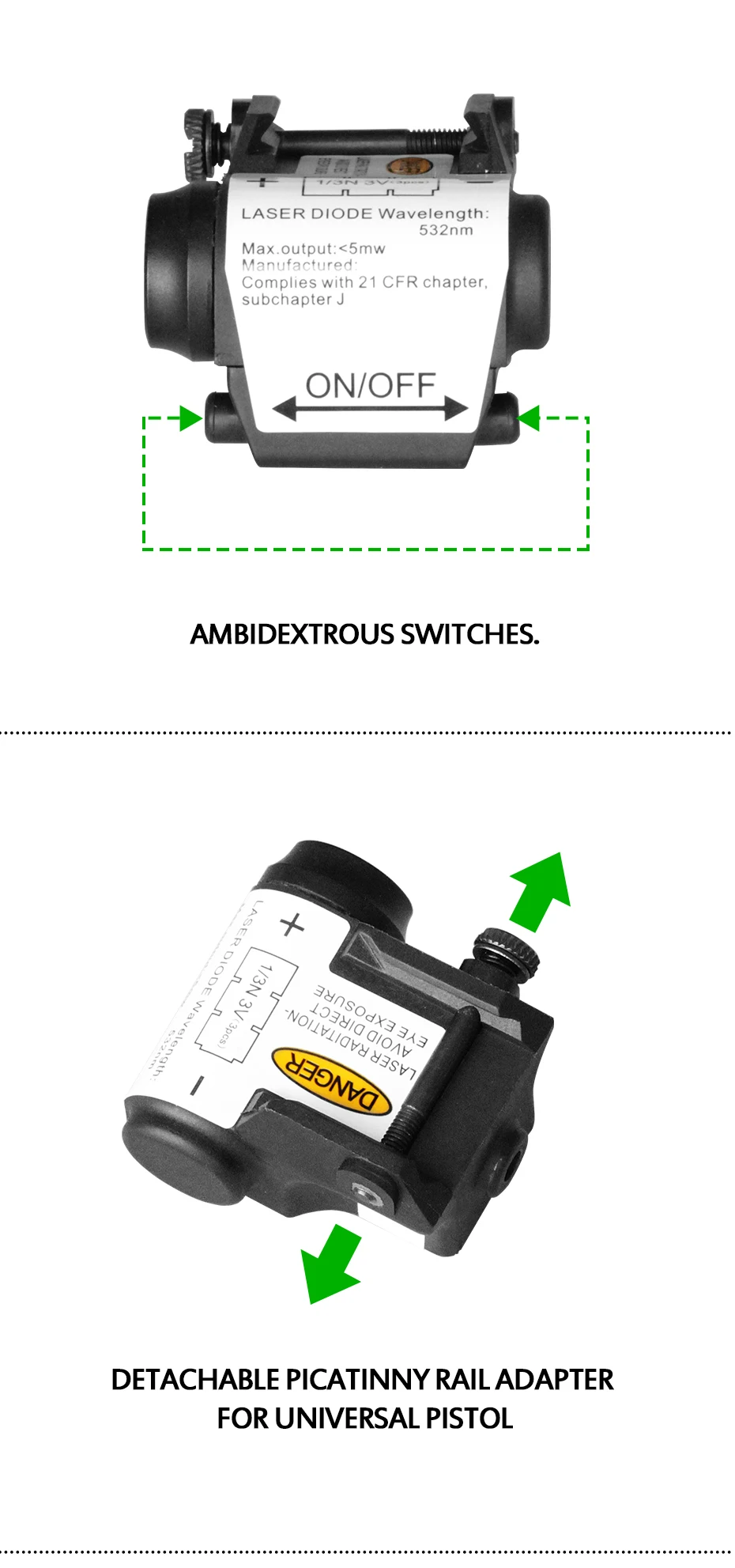 Pistola de Visão a Laser com Picatinny Montagem em Trilho para Tiro Laservelocidade Mini Subcompacto Auto Defesa Arma Laser Ponto Vista ir 4 laser com picatinny montagem em trilho para