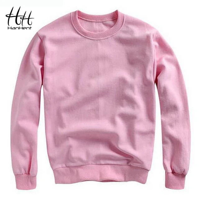 HanHent Pink Men Hoodie Thick Fleece Men's Fashion Streetwear Clothing