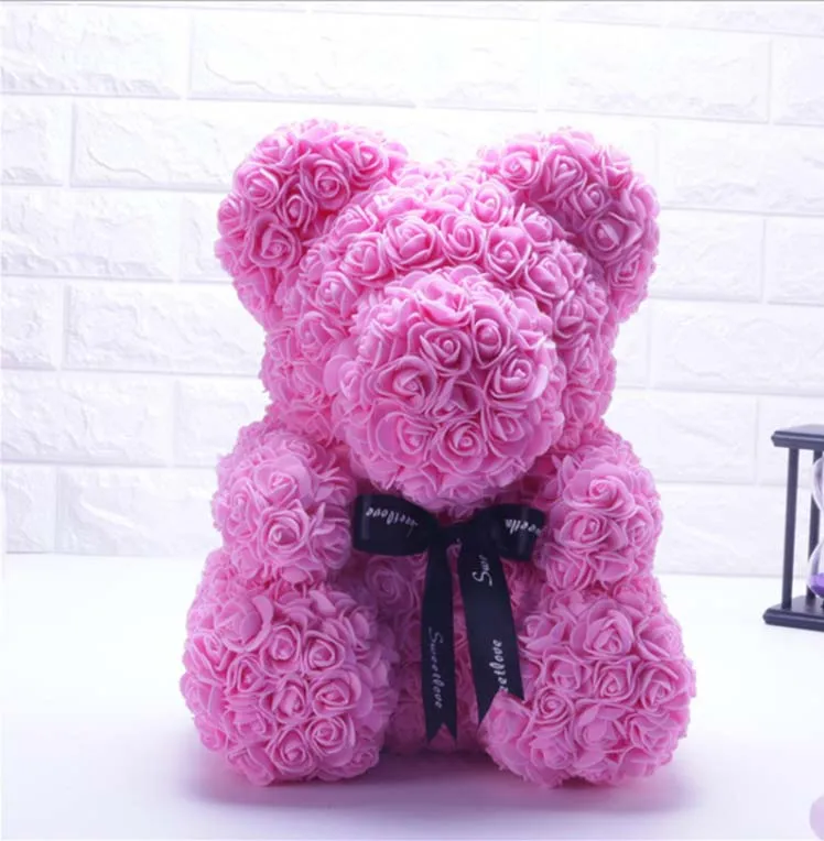 Подарок на день Святого Валентина 40 см и 25 см PE Rose Bear DIY Украшение для свадебной вечеринки и новогоднего подарка - Цвет: 40cm