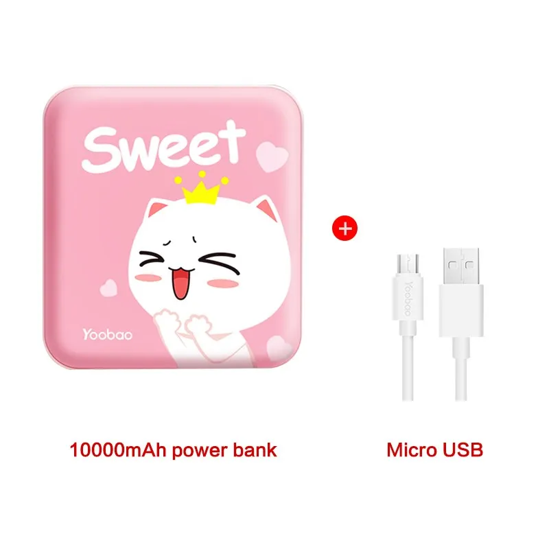 pink cat Yoobao милые Мобильные аккумуляторы 10000 мАч Для Сяо Mi Ми 2 USB Малый pover Bank Мини Портативный внешний Батарея повербанк для iPhone 6 5 4 - Цвет: pink cat