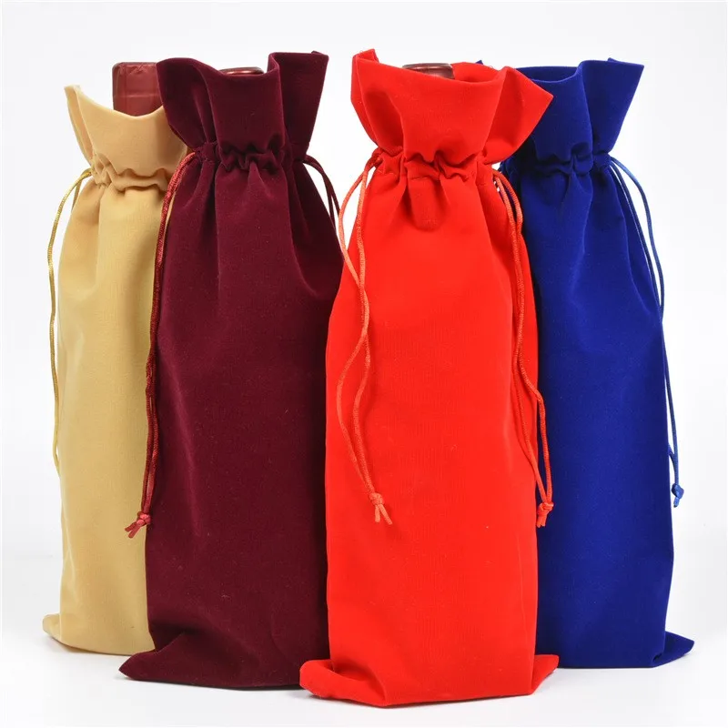 1pcs Velvet Wine Bottle Protect Cover Gift Bags For Red Wine Champagne
