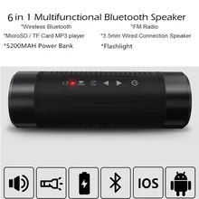 WLNGWEAR открытый Bluetooth динамик водонепроницаемый 5200 мАч Внешний аккумулятор для велосипеда портативный сабвуфер бас динамик светодиодный светильник+ крепление для велосипеда