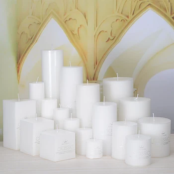 

CHUANGGE Classic Pure White Columns Christmas Candle Smokeless Smelless Small Romantic Wedding Dinner Candlelight Large Candles