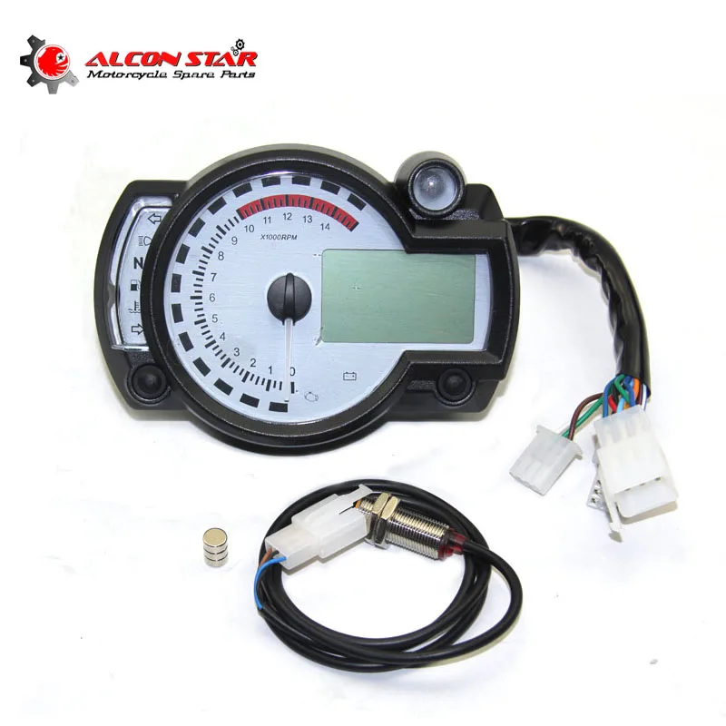 Alconstar White Panel Adjustable Motorcycle Digital Speedometer