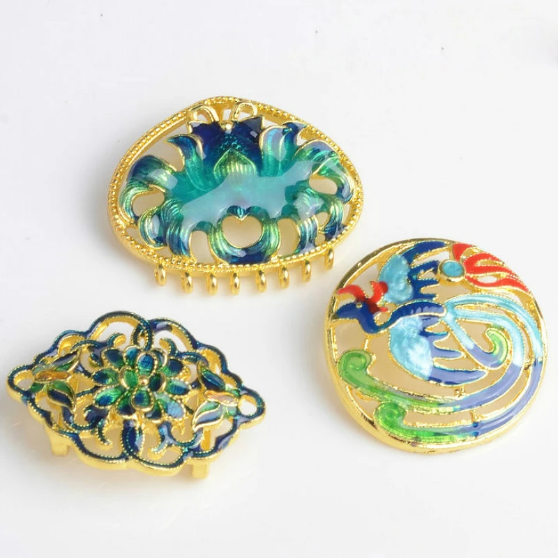 Enamel metal embellishment Pendant gold plating Metal Alloy button For