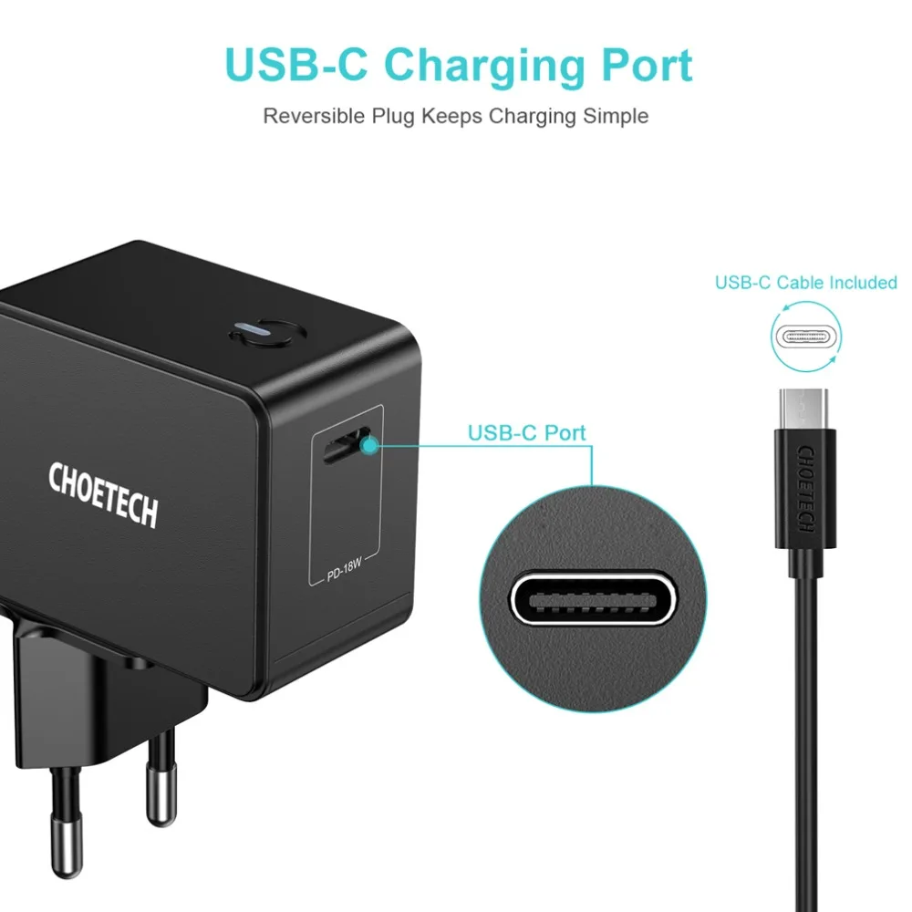 CHOETECH Быстрая зарядка 3,0 PD зарядное устройство 18 Вт QC3.0 usb type C быстрое зарядное устройство для iPhone 11 X Xs 8 Xiaomi samsung Phone PD зарядное устройство