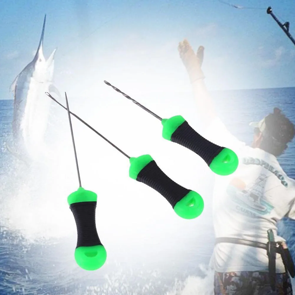 

3 Pcs Fishing Tool Bait Needle Set Drill Lightweight Gift Puller Stainless Steel Practical Hook Round Handle Outdoor