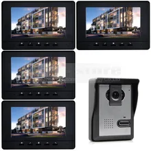 DIYSECUR 7inch Video Intercom Video Door Phone Doorbell 600 TVLine IR Night Vision Camera 4 Monitors 800 x 480 Black
