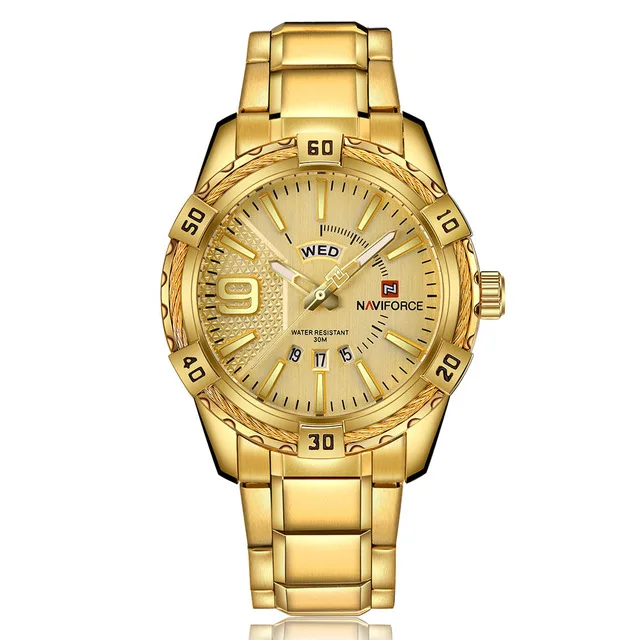 NAVIFORCE Элитный бренд спортивные часы для мужчин золото полный сталь повседневные часы для мужчин Дата водостойкий Военная Униформа человек relogio masculino - Цвет: GG