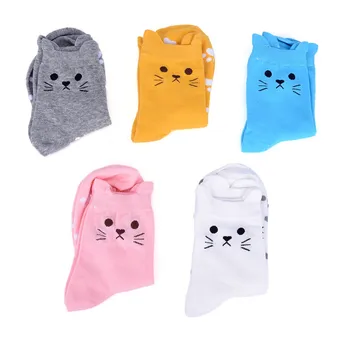 

cat footprints Cute cartoon sox Autumn Summer South Korean women's Fashion Cotton tube Socks meias socks Candy color