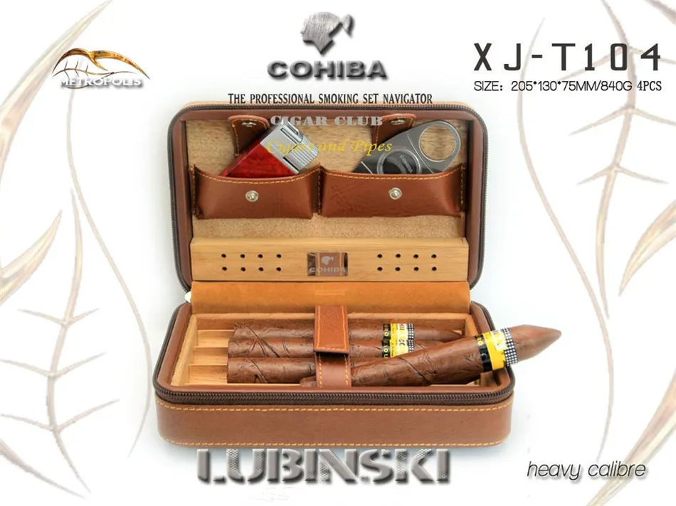 Хьюмидор для сигар Cohiba коробка кожаная сигара дорожный костюм с высококлассной прямой зажигалкой сигарный нож порт Куба Испания