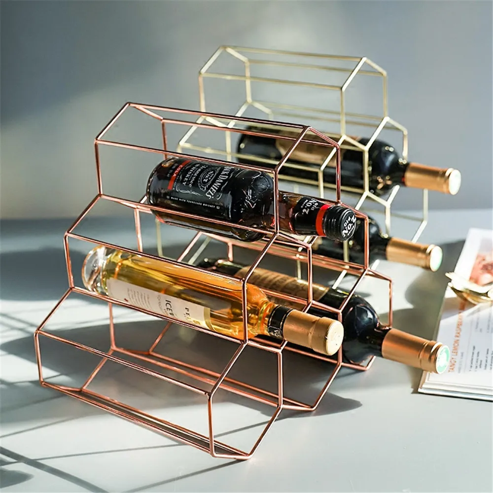 Nordic Creative Geometric Wine Rack Metal Simple Household Grape Wine