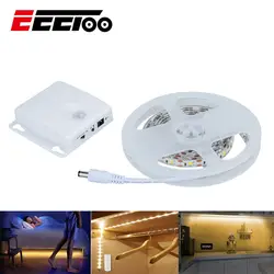 EeeToo Батарея приведенный ПИР движения Сенсор свет SMD2835 5 V Светодиодные ленты диод лента 1 м 2 м 3 м гибкий свет Спальня гардероб Подсветка