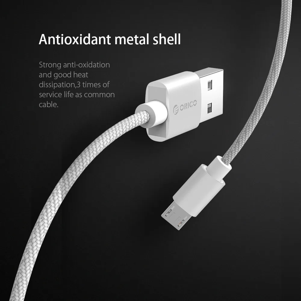 ORICO Micro USB нейлоновый кабель для samsung Xiaomi Быстрая зарядка USB кабель для передачи данных Android Microusb зарядный кабель для мобильного телефона