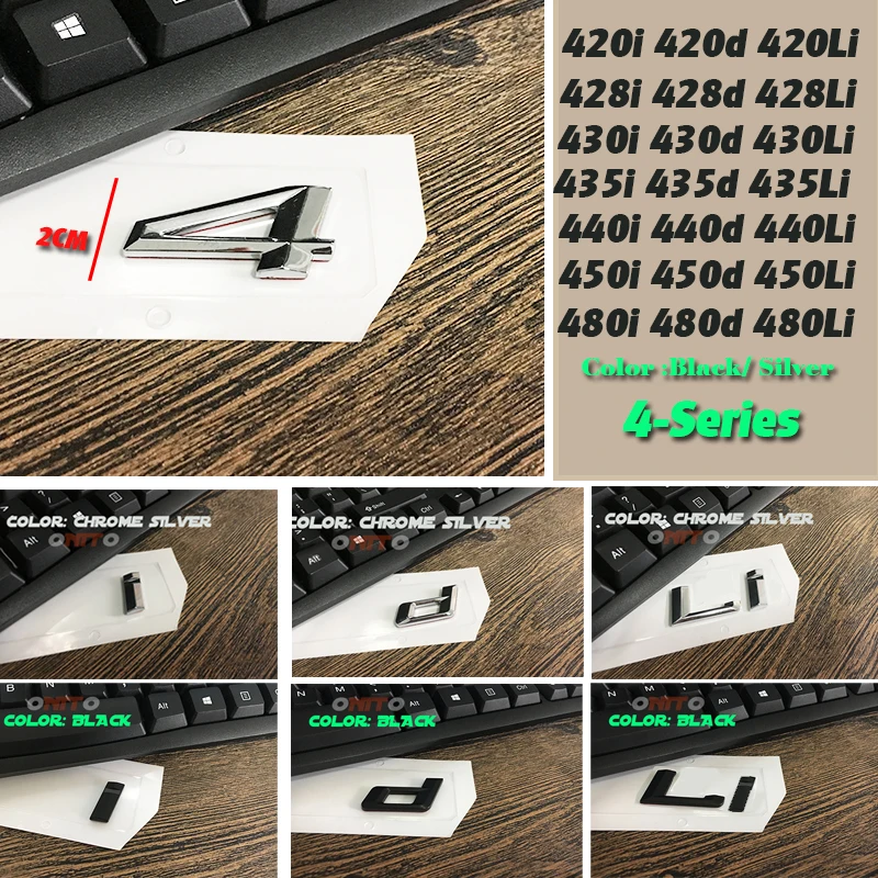 

NEW 420d 428d 430d 435d 440d 450d 480d 420i 428i 430i 435i 440i Emblems Badges Letter Decals for BMW 4-Series F32 F33 F36 emblem