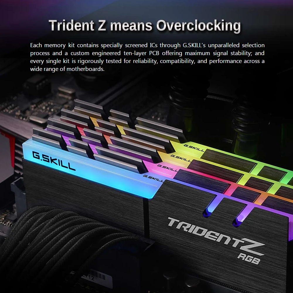 G. SKILL TridentZ RGB серия оперативной памяти DDR4 16 Гб(2x8G) 3200 МГц 1,35 в для настольного компьютера F4-3200C16D-16GTZ