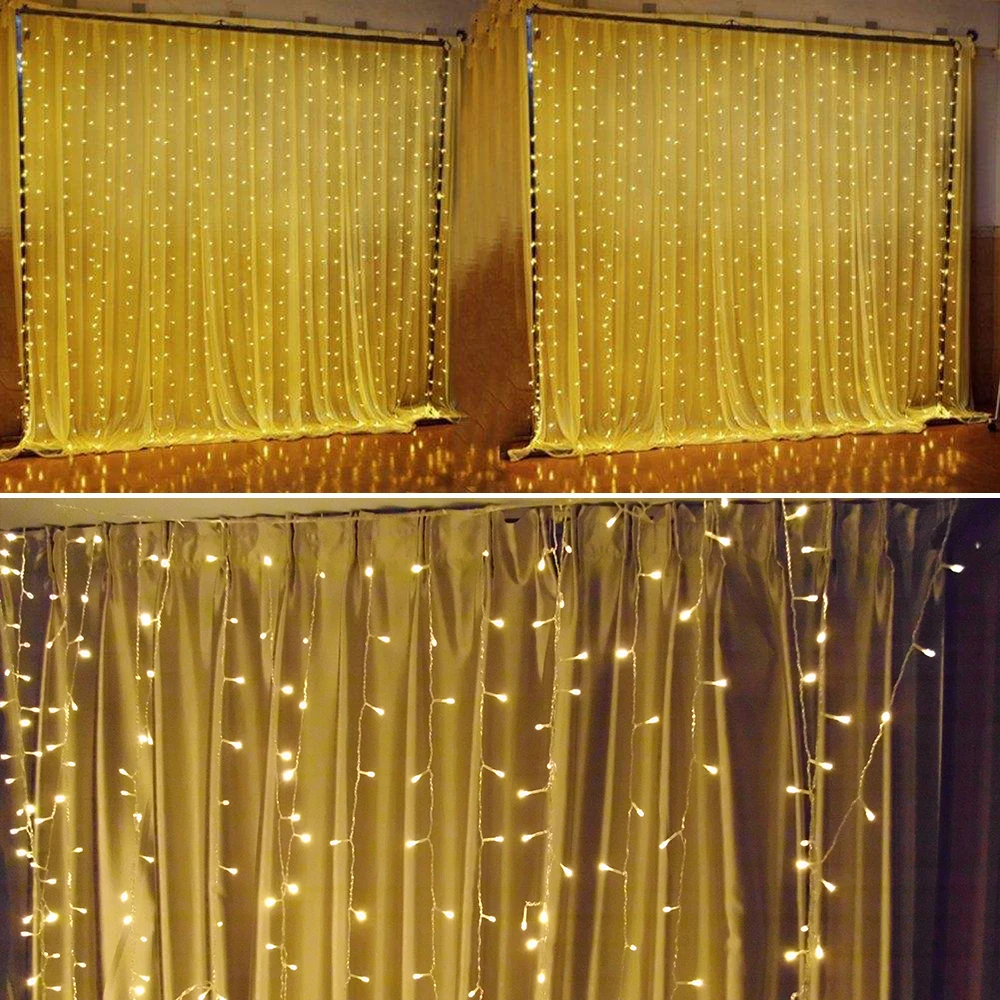 220V/110V LED Curtain String 3x3m 6x3m LED icicle String Light Holiday Wedding Party Christmas Decoration Garland Lights 220V/110V LED Curtain String 3x3m 6x3m LED icicle String Light Holiday Wedding Party Christmas Decoration Garland Lights