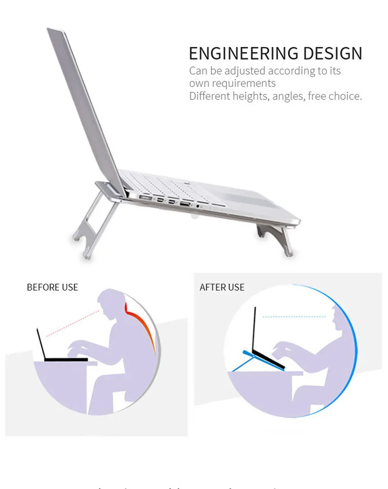 Противоскользящая Складная портативная Подставка под лэптоп держатель для Macbook 11-15," ноутбук кулер стенд Алюминий 18 градусов Эргономика поддержка