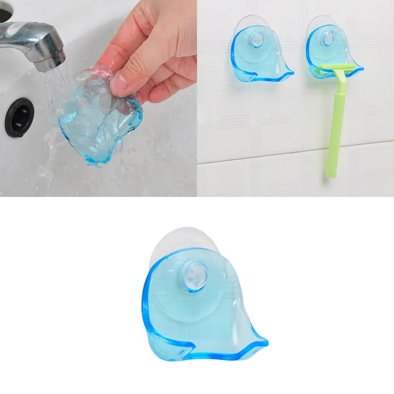 Hoomall 1 шт. синяя пластиковая супер присоска компактный ручной бритвенный стеллаж для ванной комнаты держатель для бритвы присоска для хранения бритвы стойка