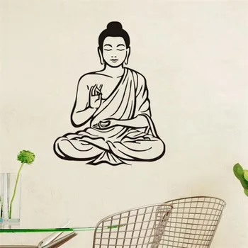 

Cartoon Buddhist Vinyl Wall Stickers Religious Buddha Art Wall Decals for Bedroom Living Room TV Background Home Decor JD1004B1