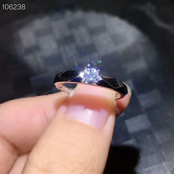 MeiBaPJ 4 мм Блестящий муассанит драгоценный камень Классический простой кольцо для женщин 925 пробы серебряные ювелирные изделия для свадьбы