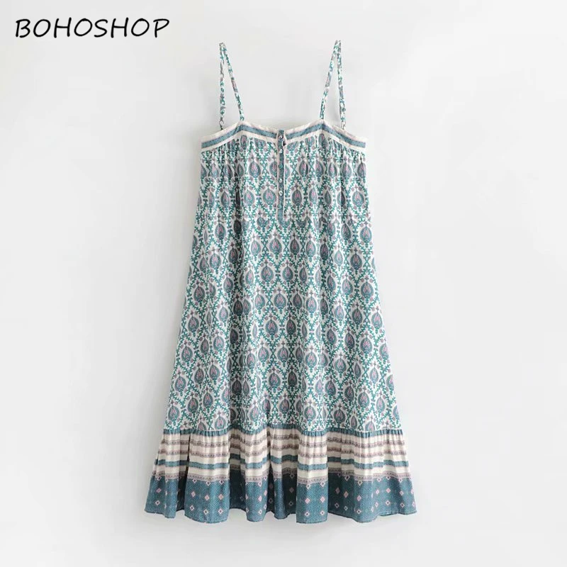 

Vintage chic women green floral print sleeveless beach long Bohemian strap maxi dress Ladies Summer Boho dress vestidos