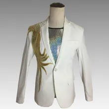 Горячая Мужская певица Молодежный хост костюм платье новая наклейка большой размер студия торжественный костюм