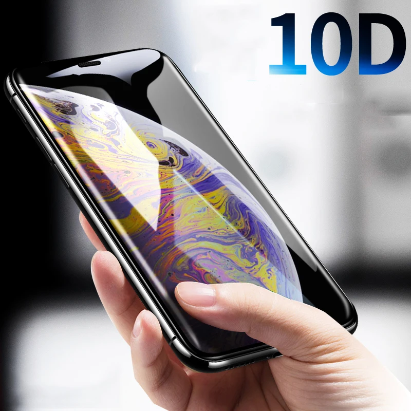 10D закаленное стекло для iPhone XS MAX XR полное покрытие Защита экрана 11 Pro 6 7 8 plus
