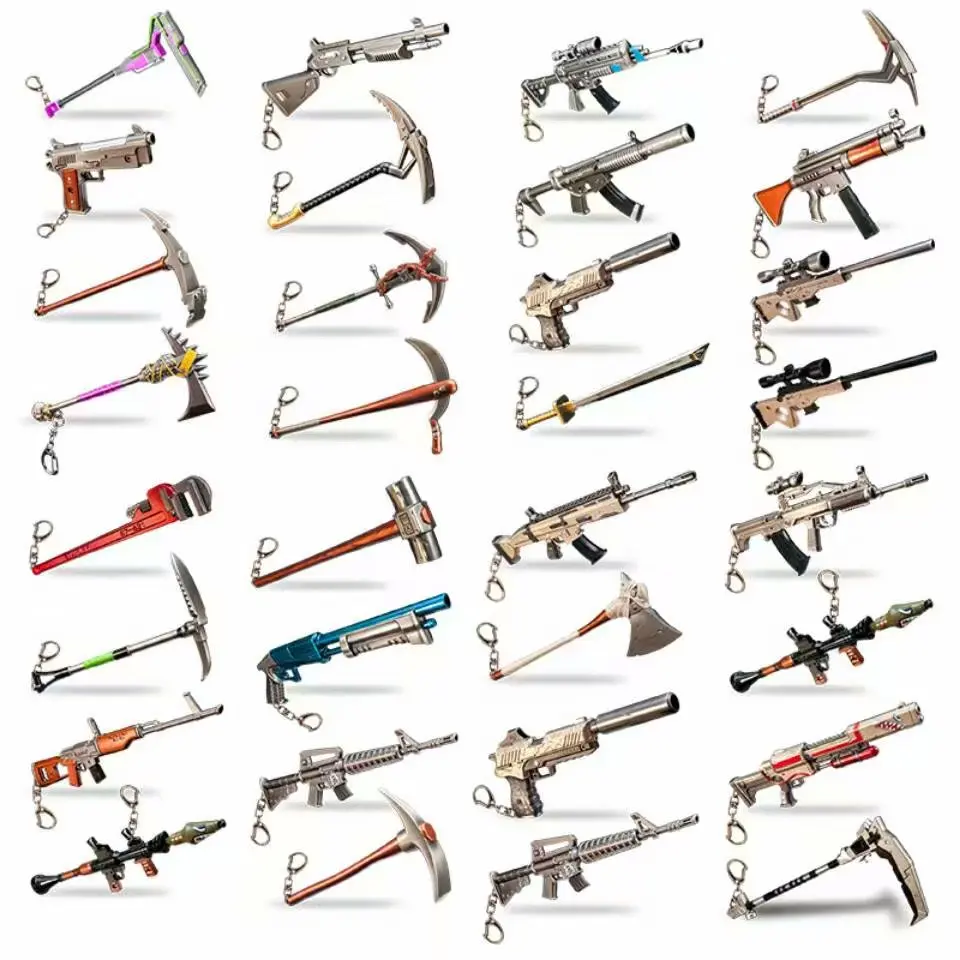 

Kids Christmas Gifts Toys Game Fortnight Battle Royale Action Figure Gun Model Alloy Weapons FORTNIGHT Keychain