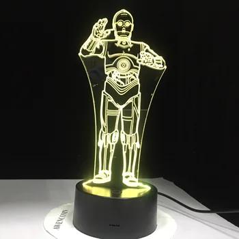 

Stormtrooper R2D2 Robot Star Wars 3D LED Acrylic Night Light Darth Vader Master Lamps Cartoon Luminous Baby Light Dropshipping