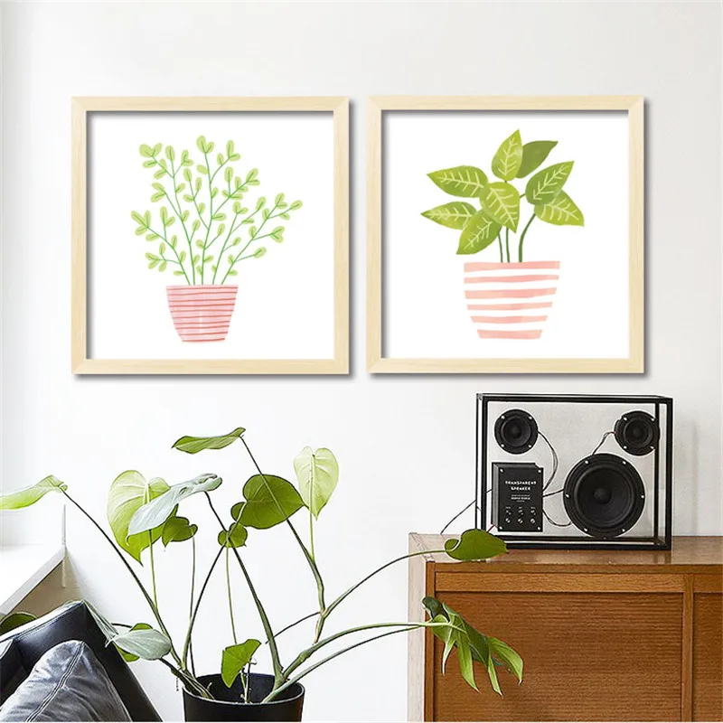 

Modern Minimalist Potted Plant Art Canvas Painting Poster Prints Wall Pictures for living room kids bedroom Home Decor No Frame