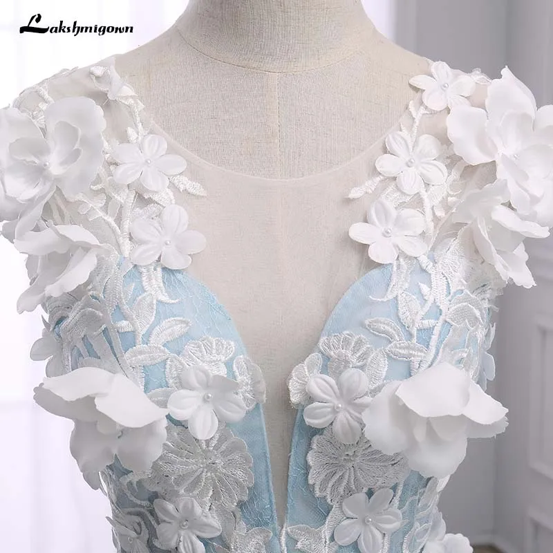 Синие Свадебные платья с свадебное платье оборками Vestido De Casamento бальное рукавом