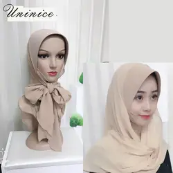 Мода мусульманских Для женщин хиджаб банданы шарфы с капюшоном мгновенный платок Кепки шаль на голову Абаи Moroccan головные уборы Арабская