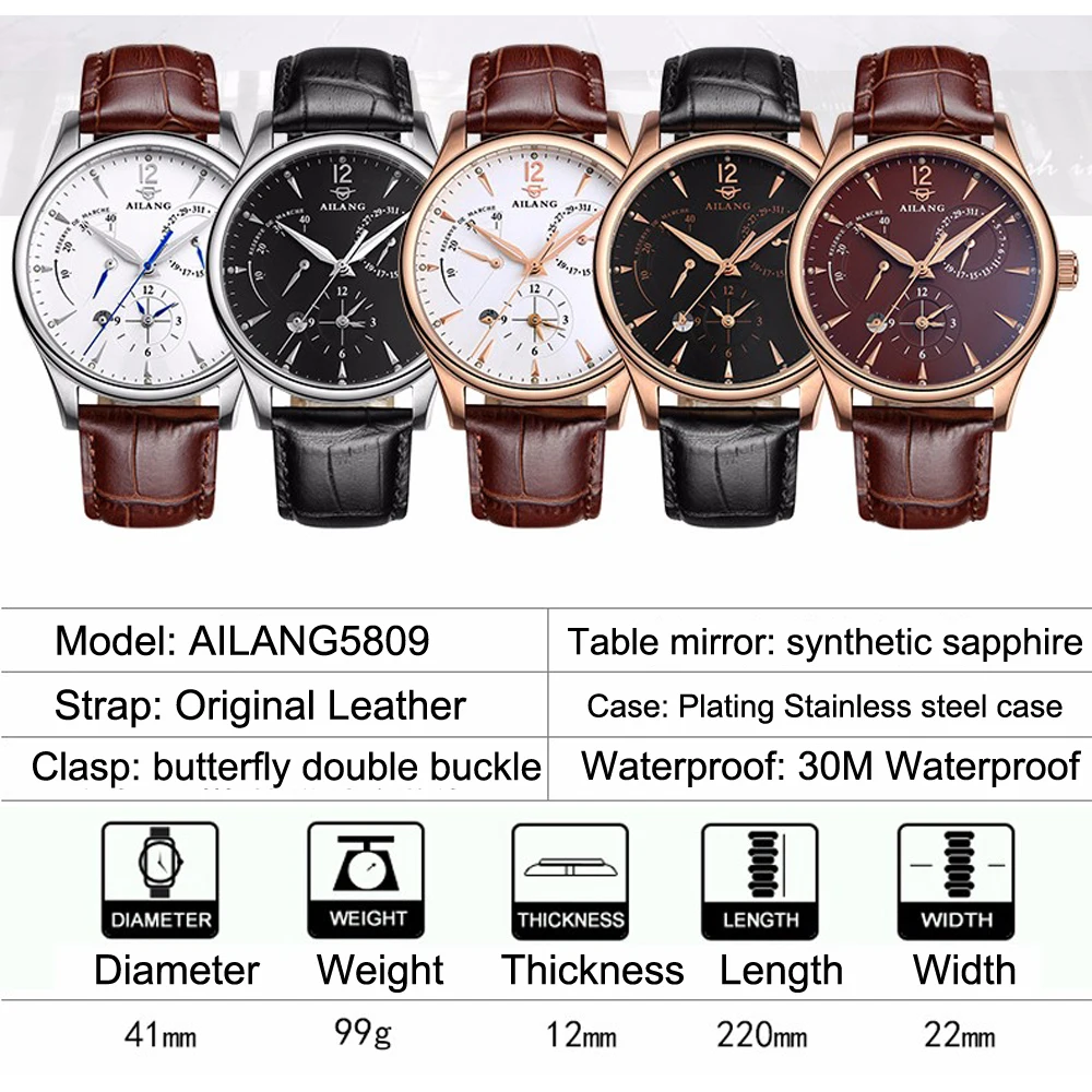 Ailang الساعات الميكانيكية الرجال جلد طبيعي الرجال ووتش التقويم للماء الساعات top ماركة فاخرة relogio masculino 2017 Ailang الساعات الميكانيكية الرجال جلد طبيعي الرجال ووتش التقويم للماء الساعات top ماركة فاخرة relogio masculino 2017