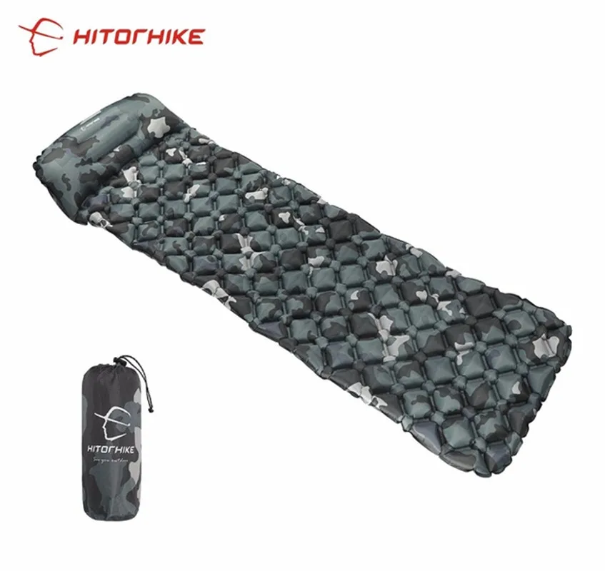Hitorhike مبتكرة وسادة النوم سريع ملء الهواء حقيبة إطارات دراجة تسلق الجبال خفيفة الوزن نفخ فراش مع وسادة الحياة الانقاذ 550g حشوة وسادة