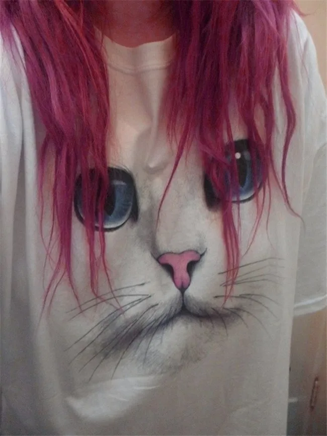 3D Cat Print T-shirt for Women 1