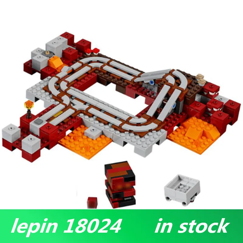 

Lepin Minecrafted 18024 The Nether Railway 343Pcs Building Blocks Bricks Toys for Children Compatible Minecraft Figures 21130