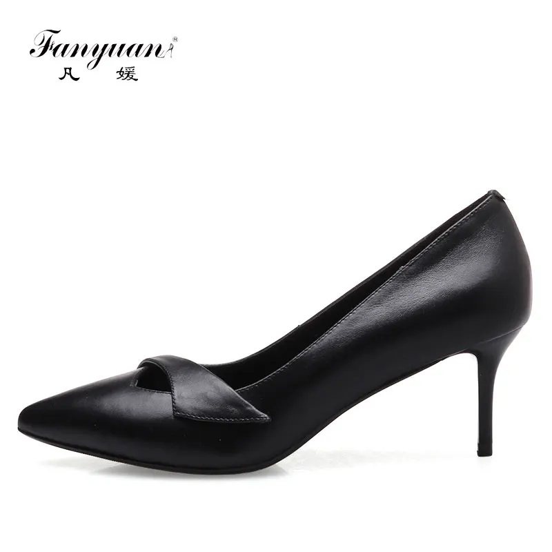 Fanyuan 2017 Black Genuine Leather Pumps Thin Heel Women Pumps High Heels Pointed Toe Shoes Woman office lady Shoes Size 33-41 Fanyuan 2017 Black Genuine Leather Pumps Thin Heel Women Pumps High Heels Pointed Toe Shoes Woman office lady Shoes Size 33-41
