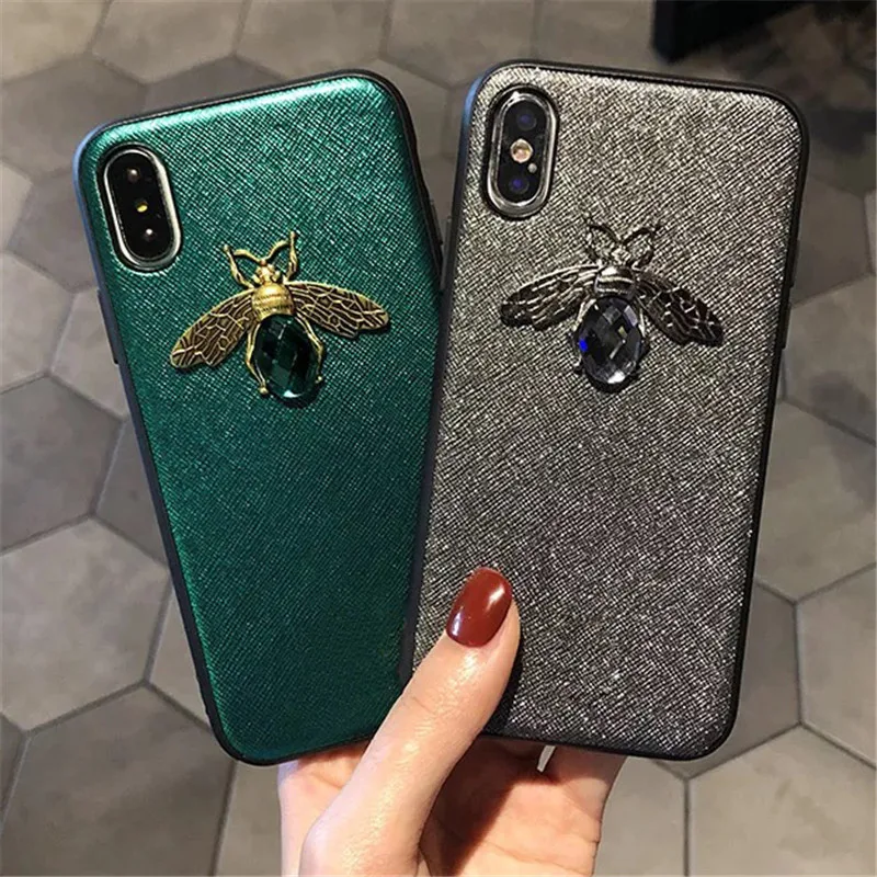 Luxury brand Diamond Bee Glitter soft Phone case for iphone 6 S 7 8 plus X XR XS Max cute hard cover for samsung galaxy S8 S9   03