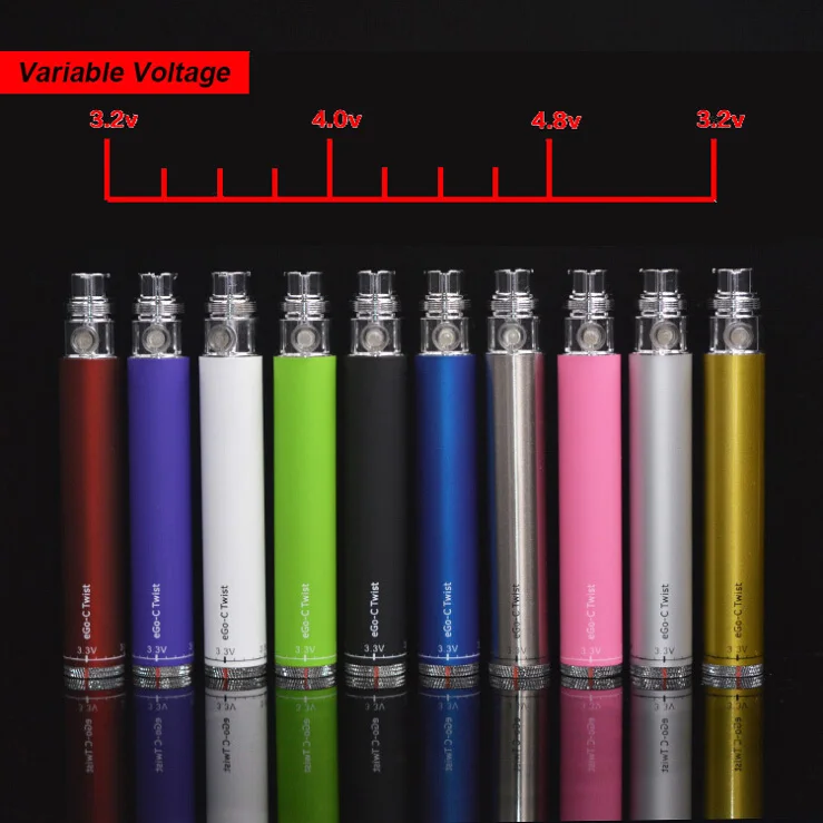 Хорошее качество эго C твист Аккумуляторы к электронным сигаретам Регулируемый переменной Volatage 3,2-4,8 В для электронной сигареты 900 1100 1300 мАч