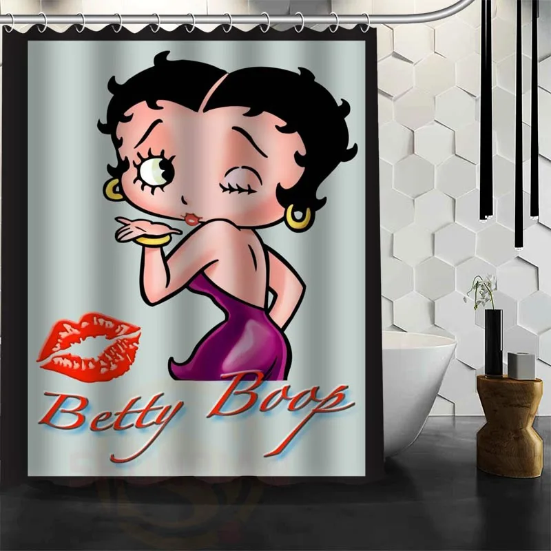 Пользовательские betty boop водонепроницаемая ткань для ванной занавеска для душа с защитой от плесени полиэстер ванная комната - Цвет: Оранжевый